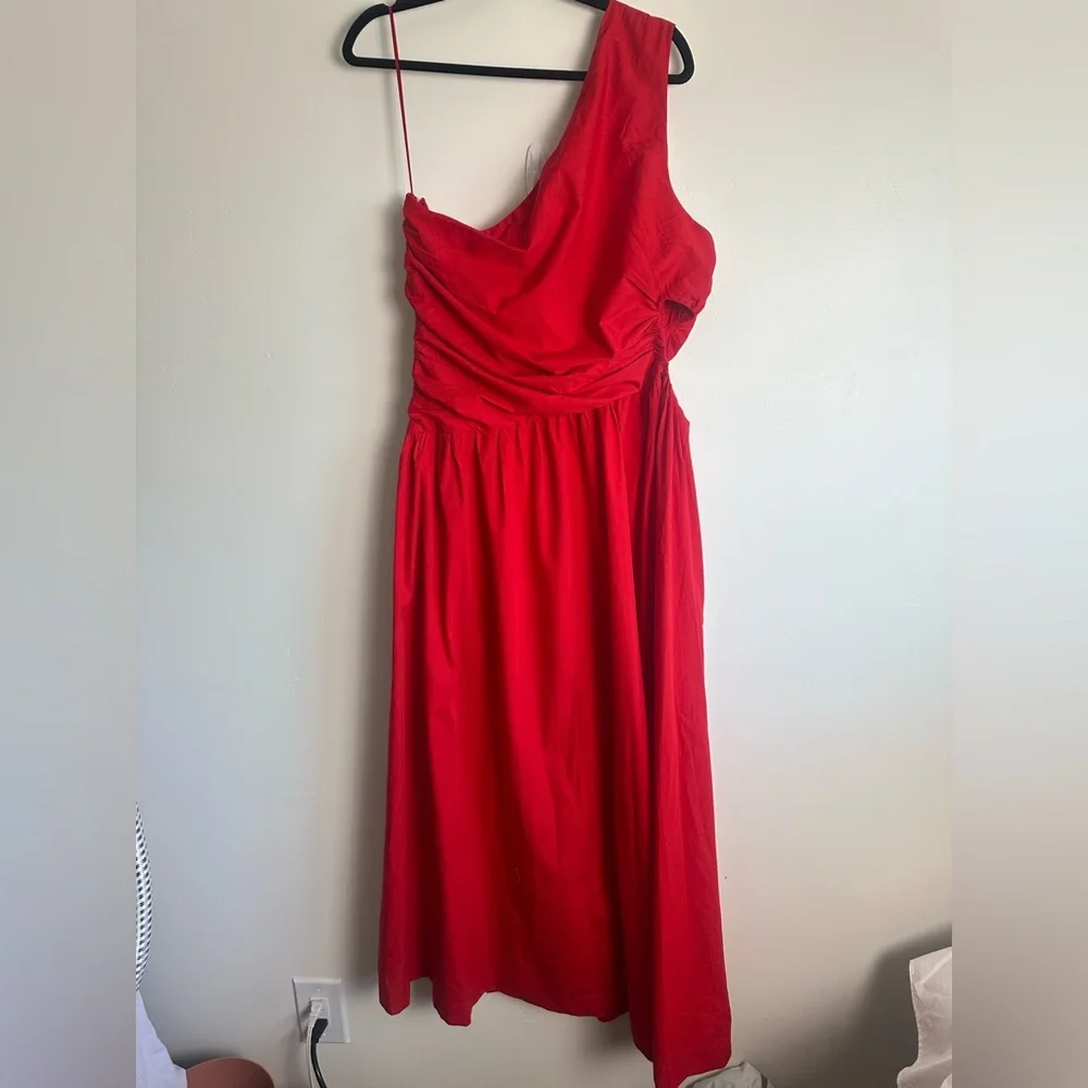 Abercrombie & Fitch Red One-Shoulder Maxi Dress
